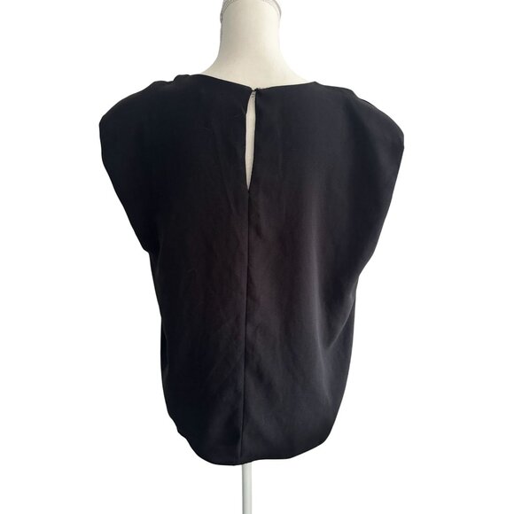 H&M Black Ruched Crewneck Tank Top Size Large - Picture 6 of 8